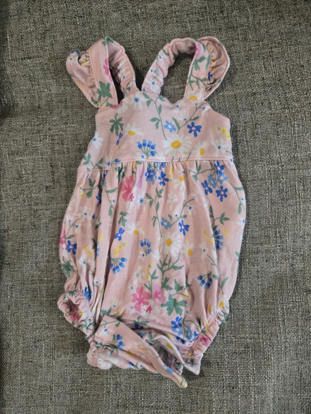 Posh Peanut Floral Wildflower Ruffle Strap Bubble Romper | 0-3M
